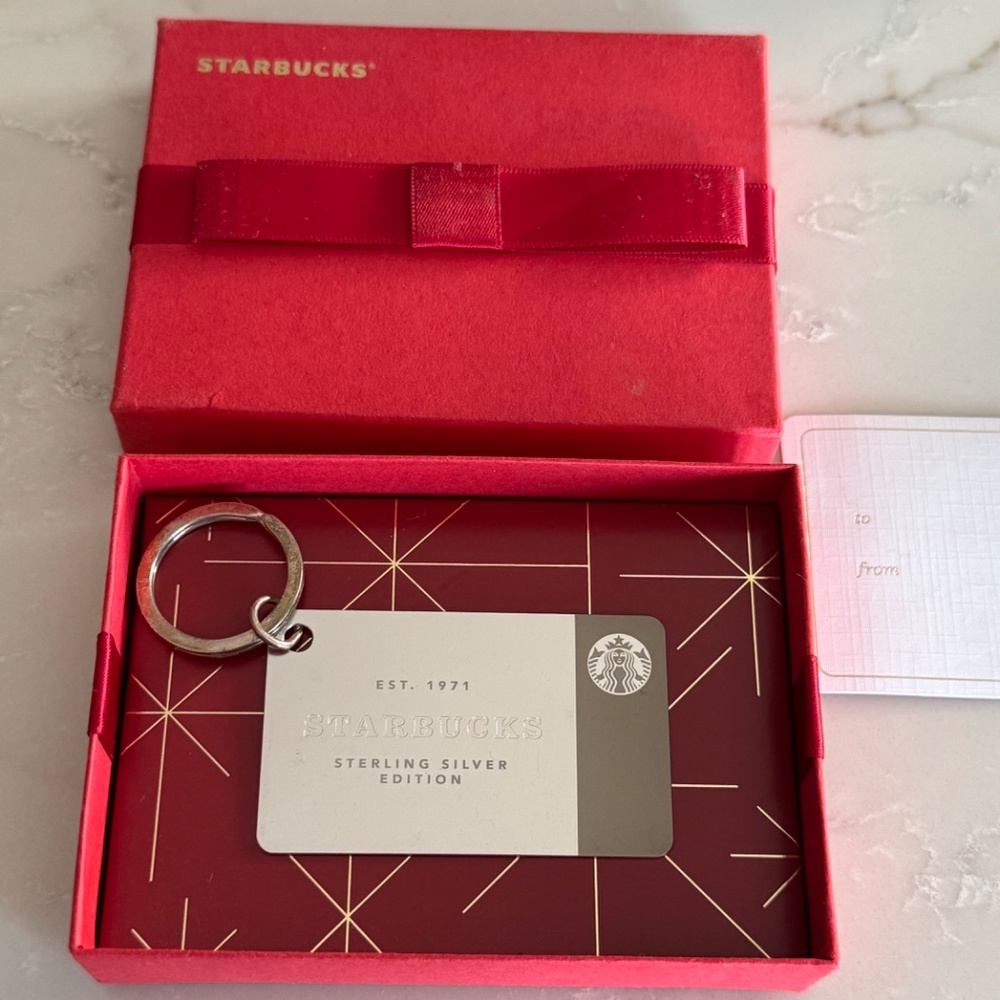 Starbucks 2014 Special Edition Sterling Silver Gift Card keyring. Still in box!